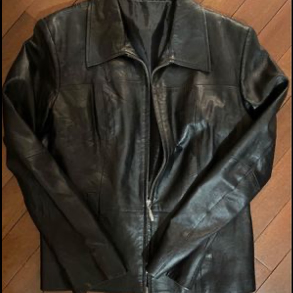Black zip leather jacket
